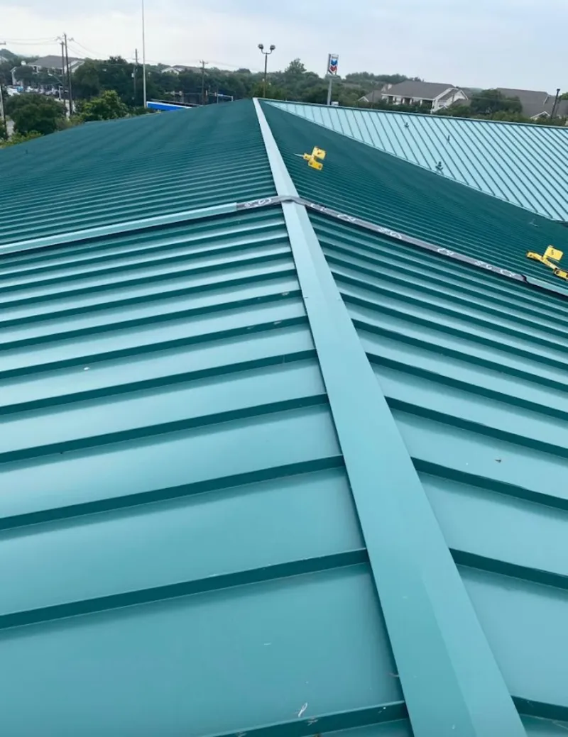 Green commercial metal roof ridge and valley for Metal Roof Repair in Perth Amboy